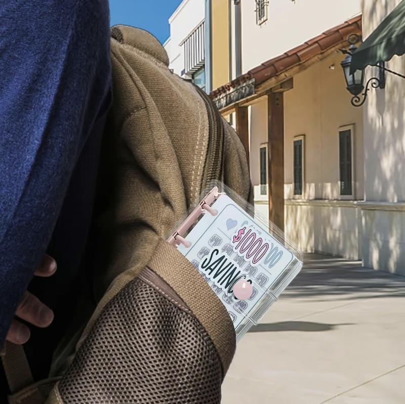 2PCS Mini Money Saving Binder, $1000 Money Saving Challenge Book Budget Binder with Envelopes Portable Deposit Anytime Anywhere，