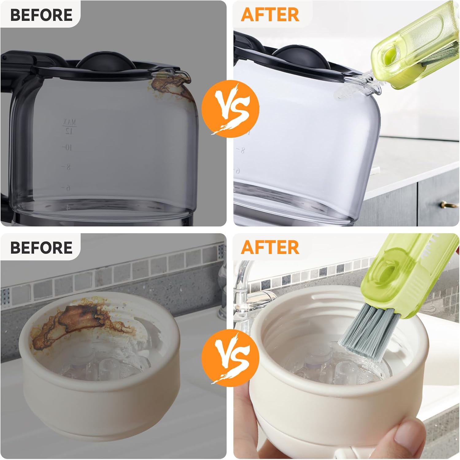 3-In-1 Multi-Function Gap Cleaner, Kitchen Cleaning Brush, Portable Cleaning Brush, Suitable For Cups, Baby Bottles, Lids, Thermos, Glasses And Kitchenware