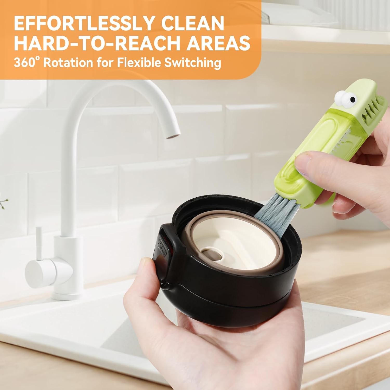 3-In-1 Multi-Function Gap Cleaner, Kitchen Cleaning Brush, Portable Cleaning Brush, Suitable For Cups, Baby Bottles, Lids, Thermos, Glasses And Kitchenware