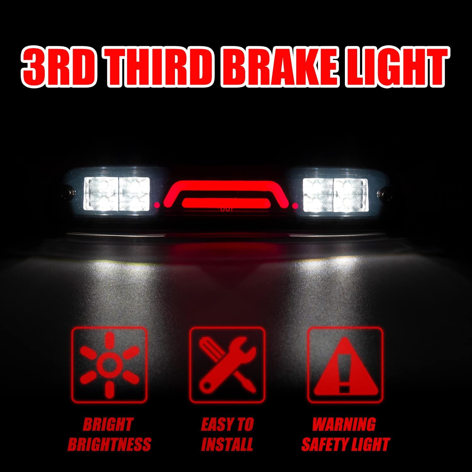 Fit For 99-16 Ford F250 F350 Super Duty Cargo LED Third 3rd Brake Light Clear