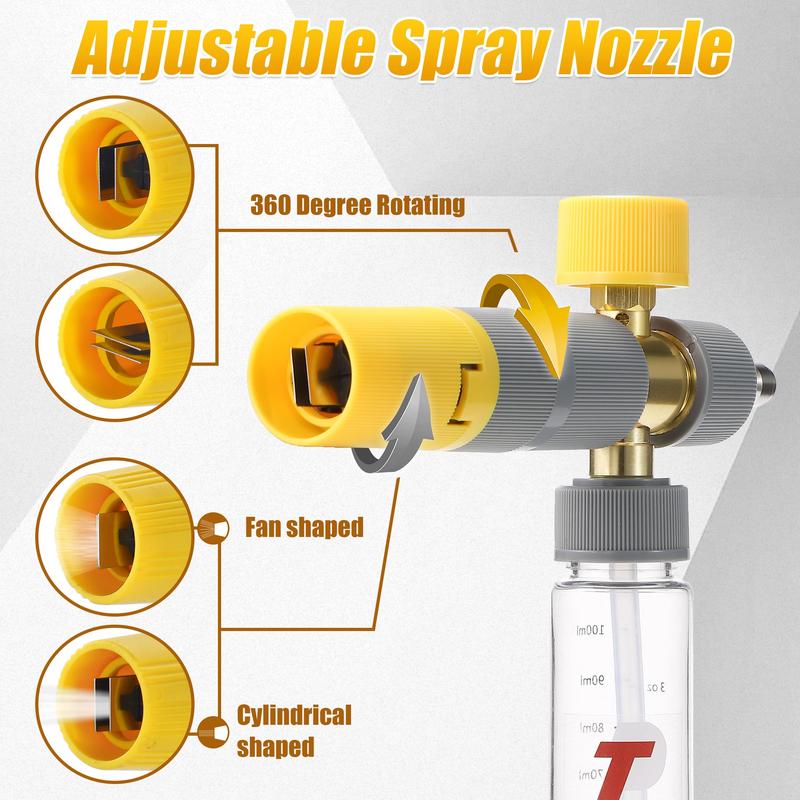 Tool Daily Foam Cannon Dual Connector, Mini Foam Cannon for Pressure Washer, 5 Power Washer Spray Nozzle Tips, 1/4 Inch Quick Connect