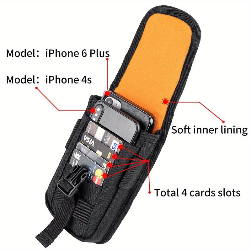 Phone Holster Pouch, Gadget Waist Bag Molle Attachment Belt Holder Bag with US Flag Patch and water bottle buckle for 4.7
