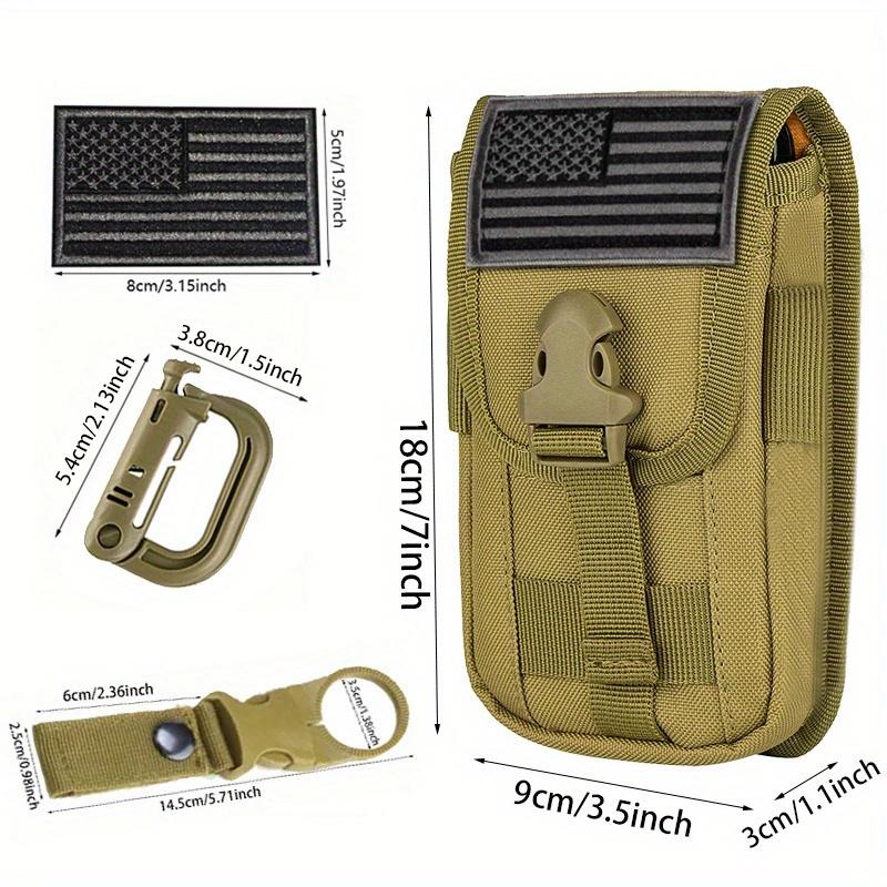 Phone Holster Pouch, Gadget Waist Bag Molle Attachment Belt Holder Bag with US Flag Patch and water bottle buckle for 4.7