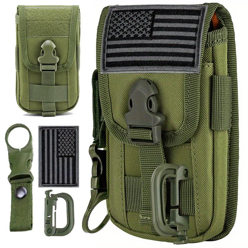 Phone Holster Pouch, Gadget Waist Bag Molle Attachment Belt Holder Bag with US Flag Patch and water bottle buckle for 4.7