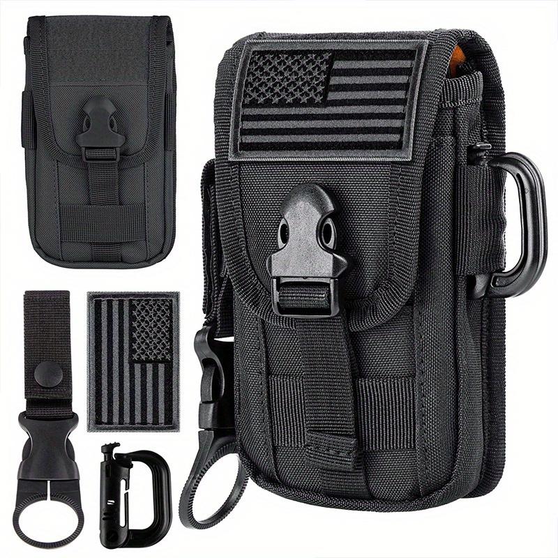 Phone Holster Pouch, Gadget Waist Bag Molle Attachment Belt Holder Bag with US Flag Patch and water bottle buckle for 4.7