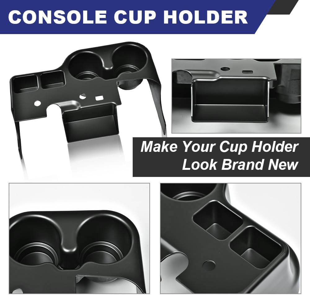 Center Console Cup Holder Compatible with 1999-2001 Ford Super Duty Truck F250/F350/F450/F550 ABS Center Console Organizer Attachment Add-On