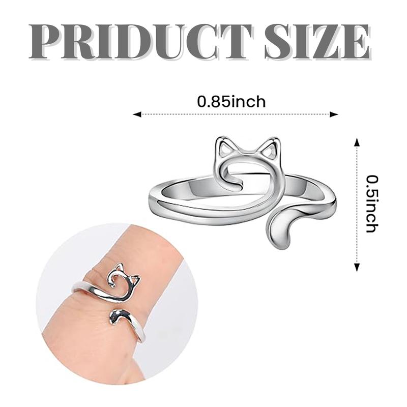 Crochet Ring for Finger Yarn Guide, 2 Count Adjustable Cat Design Knitting Loop Crochet Ring with Box, Knitting Accessory