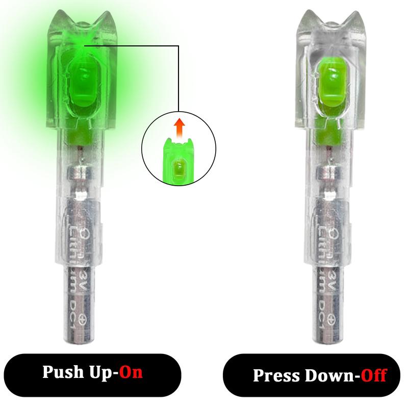 6pcs Lighted Crossbow Nocks For .285/.297/.300/.305 Inch Arrows Green Multi Angle Application General Use Red Dot Scope