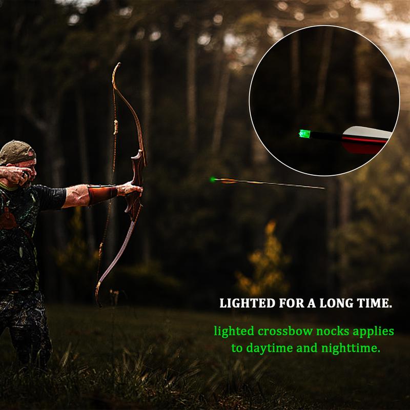 6pcs Lighted Crossbow Nocks For .285/.297/.300/.305 Inch Arrows Green Multi Angle Application General Use Red Dot Scope