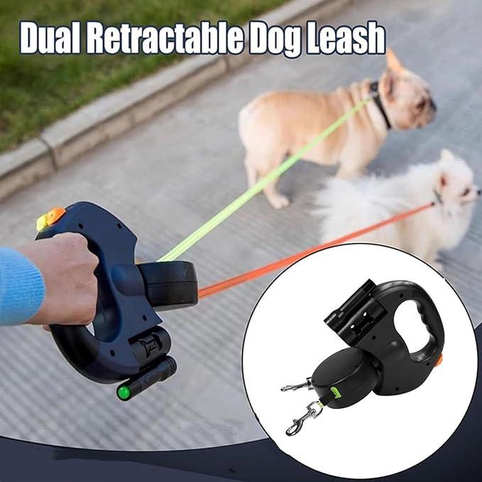 Tangle-Free Dual Dog Leash with 360° Swivel Head – , 10ft Retractable Leash, Lightweight Anti-Wear Handle,Puppy essentials