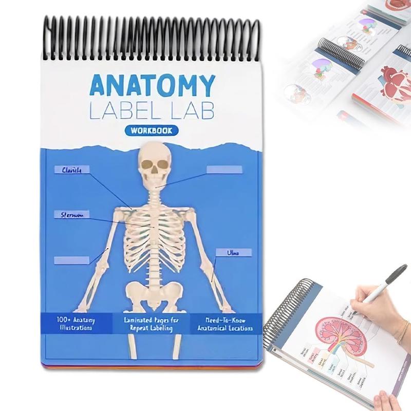 Anatomy Label Workbook, 1 Piece Skeleton Body Structure Diagram Anatomy Label Workbook, Educational Supplies for Students Learning, Learning Materials, School Supplies, Teaching Supplies, Learning Tool