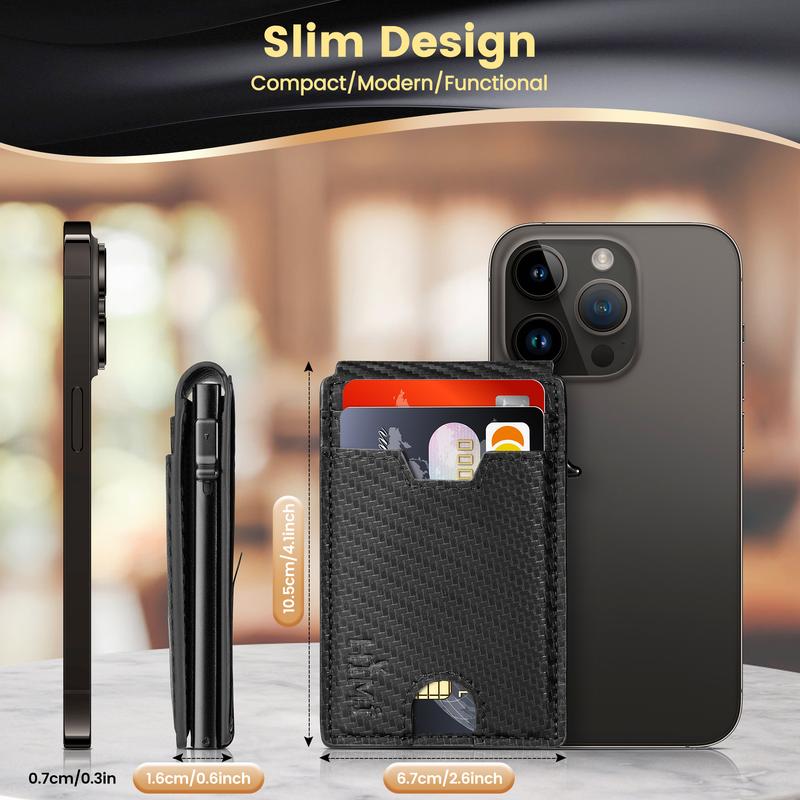 Wallet for Men with Money Clip RFID Blocking Minimalist Wallet Pop Up Aluminum Case Slim Credit Card Holder with Gift Box