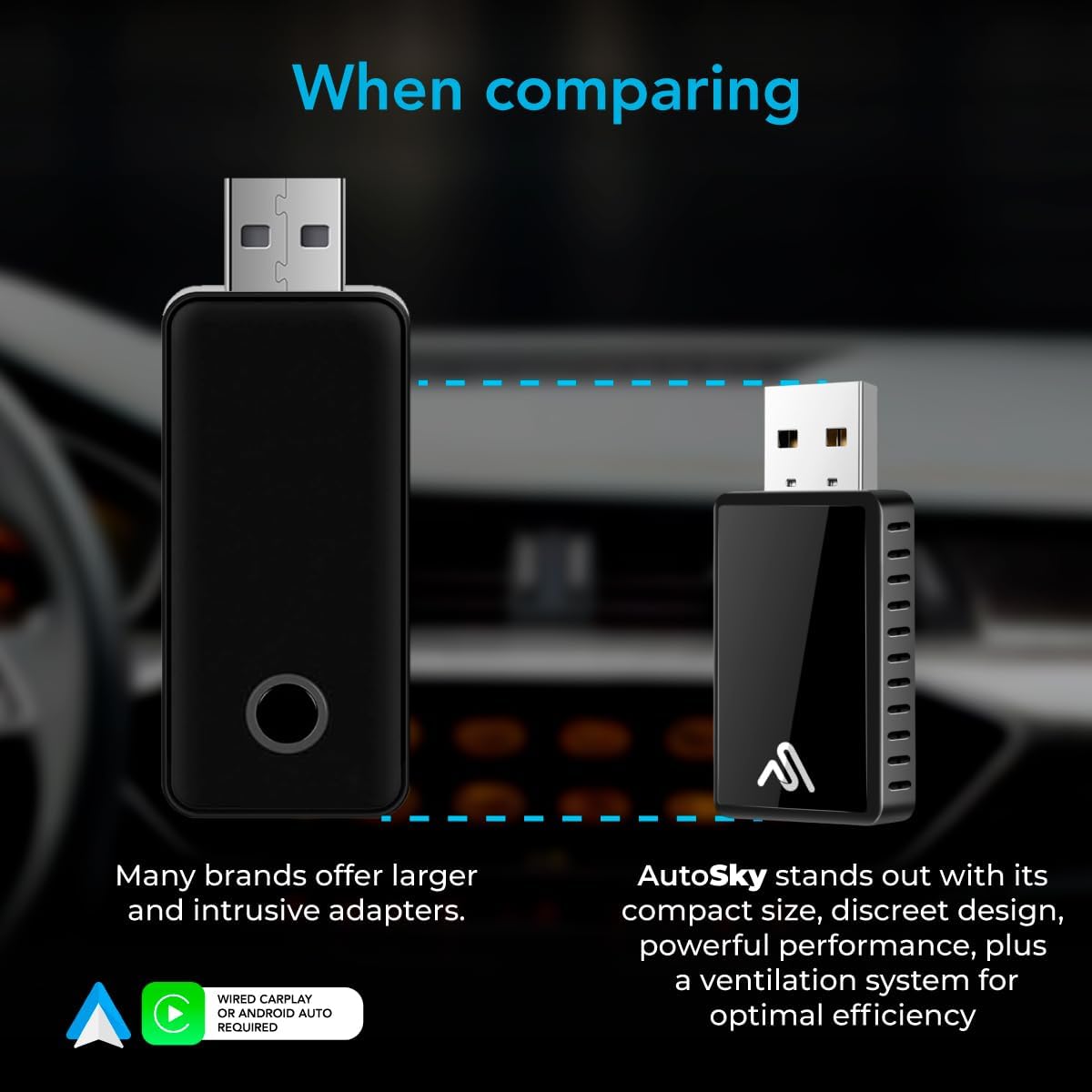 2026 Wireless CarPlay Adapter 8PRO by AUTOSKY – Convert Wired to Wireless, Plug & Play, Fast & Stable Connection, Apple & Android Auto Compatible