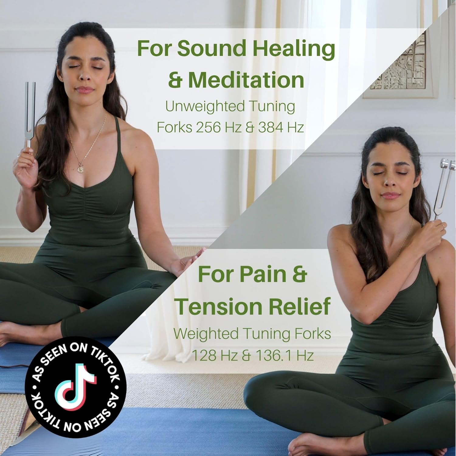 Resonance Sound Healing Tuning Fork Set – 128Hz, 136.1Hz, 256Hz, 384Hz with Activator – Sound Therapy for Stress Relief, Deep Relaxation & Chakra Balancing