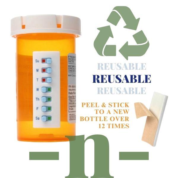 2 Count Pack Reusable Take-n-Slide Med Tracker and Reminder