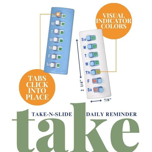 2 Count Pack Reusable Take-n-Slide Med Tracker and Reminder