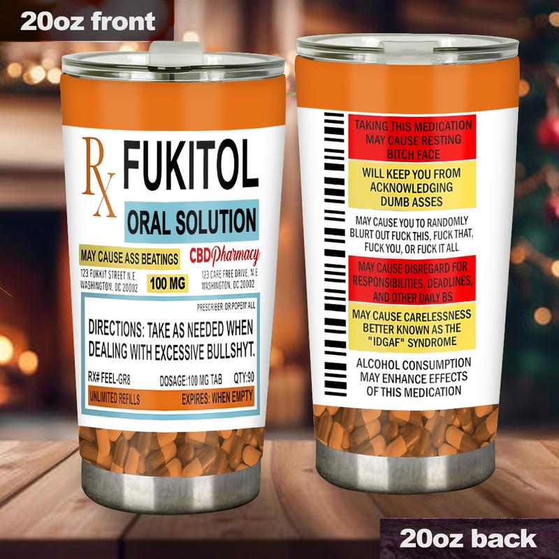 Funny Fukitol Oral Solution Tumbler Coffee Mug Funny Gift Mug For Friends, Coworkers, Humor, Sarcasm, Vacuum Flask-Funny Gift Tumbler