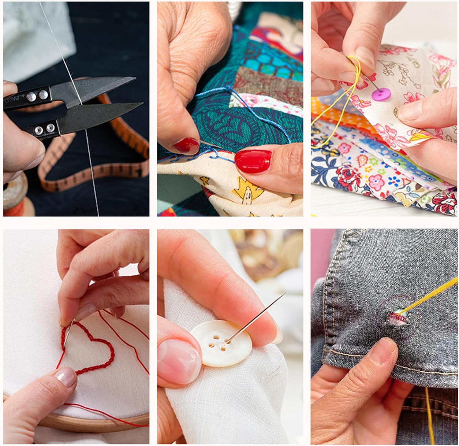 34PCS Big Eye Steel Needles Set - Long & Thin Handmade Quilting & Sewing Needles Kit for DIY Sewing Projects