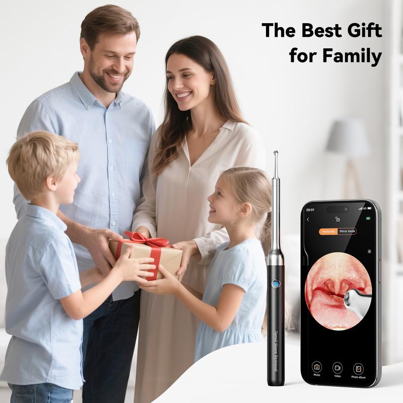 Tonsil Stone Remover Kit with Camera & Light - WiFi Connected for iOS/Android, 5 Attachments, Rechargeable (USB/Battery)