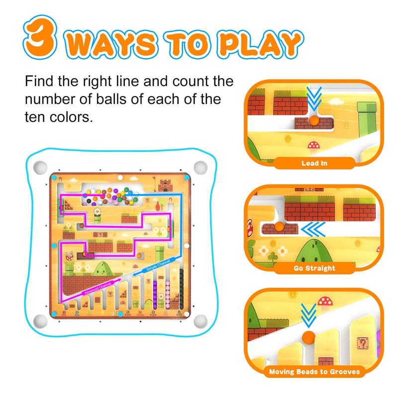 3-in-1 & 2-in-1 Montessori Magnetic Color & Number Maze with Building Blocks, Educational Toy for Toddlers Ages 2-5, Fine Motor Skills Game, STEM Puzzle Learning Toy, Birthday Gift for Kids