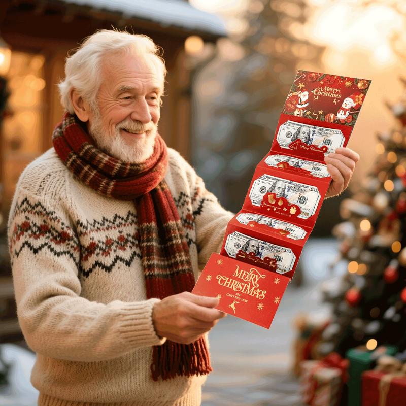 Christmas Cash Gift Envelope, Surprise Money Clip for Men and Women, Cartoon Greeting Card, Fantasy Theme, Money Clip, Creative Cash Gift Wallet, Unique Multifunctional Cash Box for Any Recipient, Cash Envelopes