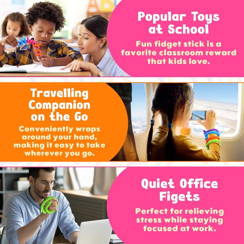 Lesong Sensory Stick Fidget Toys 6 Pack Textured Calming Toys for Autism Kids Teacher Classroom Must Haves Anxiety Relief Fidgets for Students Travel Activities Essential