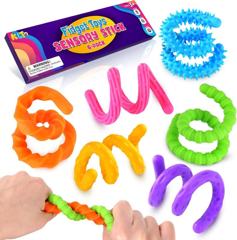 Lesong Sensory Stick Fidget Toys 6 Pack Textured Calming Toys for Autism Kids Teacher Classroom Must Haves Anxiety Relief Fidgets for Students Travel Activities Essential