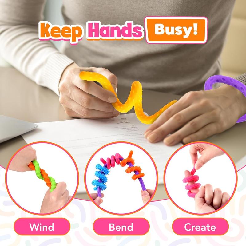 Lesong Sensory Stick Fidget Toys 6 Pack Textured Calming Toys for Autism Kids Teacher Classroom Must Haves Anxiety Relief Fidgets for Students Travel Activities Essential