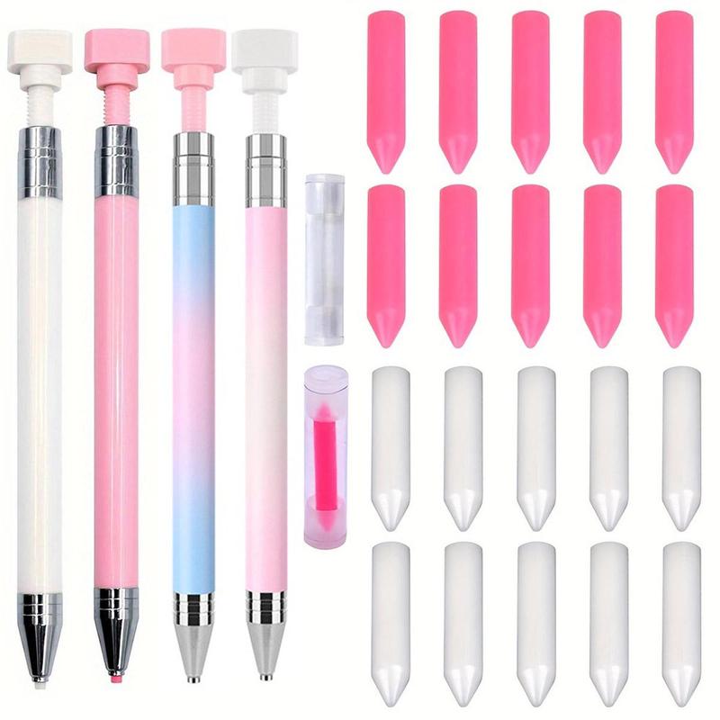 Diamond Art Painting Pen Set, 1 Count Adhesive Pen & 10pcs Replaceable Wax Tip, DIY Diamond Arts Colorful Painting Tool for Home School Office,