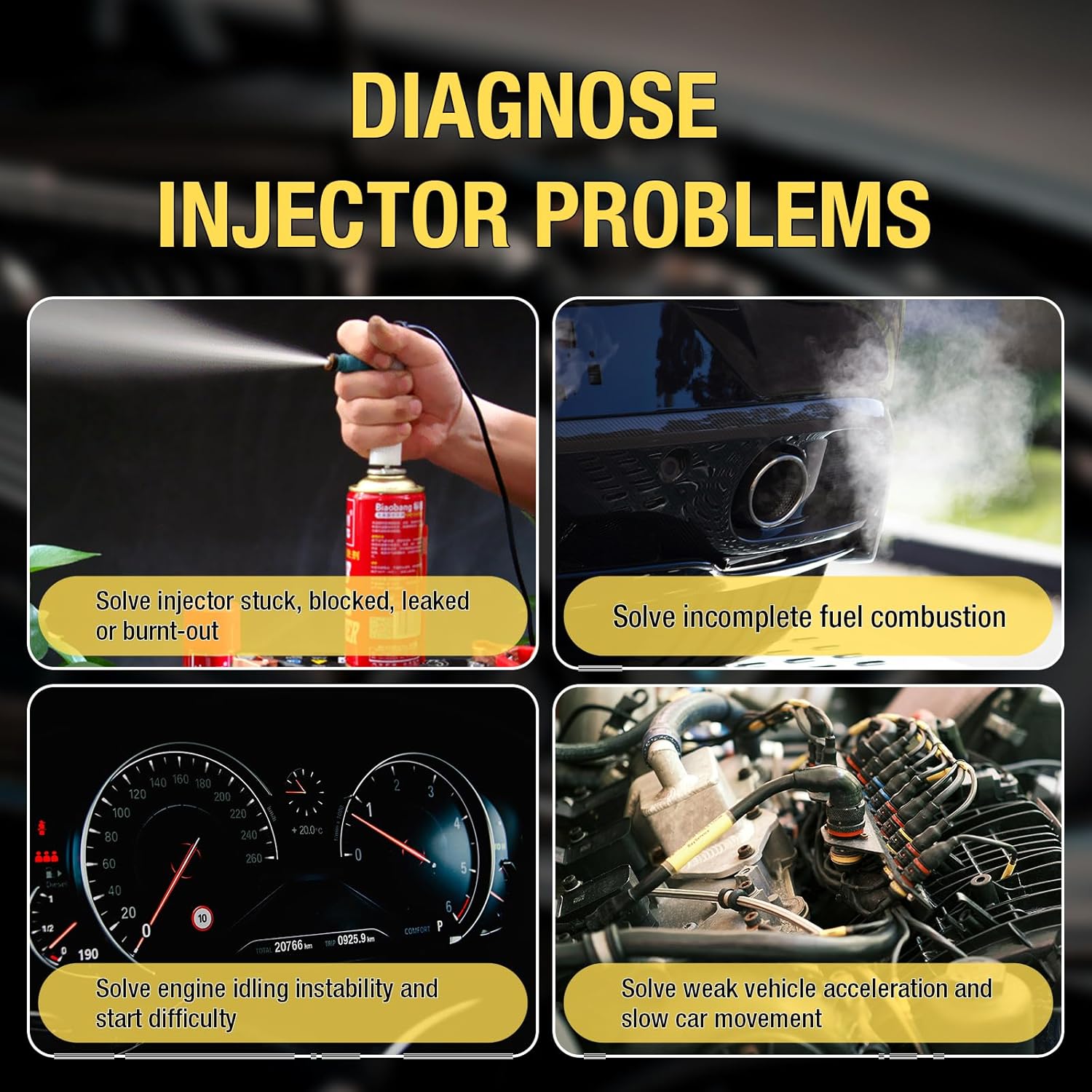 EM276SET Fuel Injector Tester & Adapter DIY Cleaning Tool Kit Set (Fuel Injector Tester + Adapter) Fuel System Cleaner Gasoline Engines