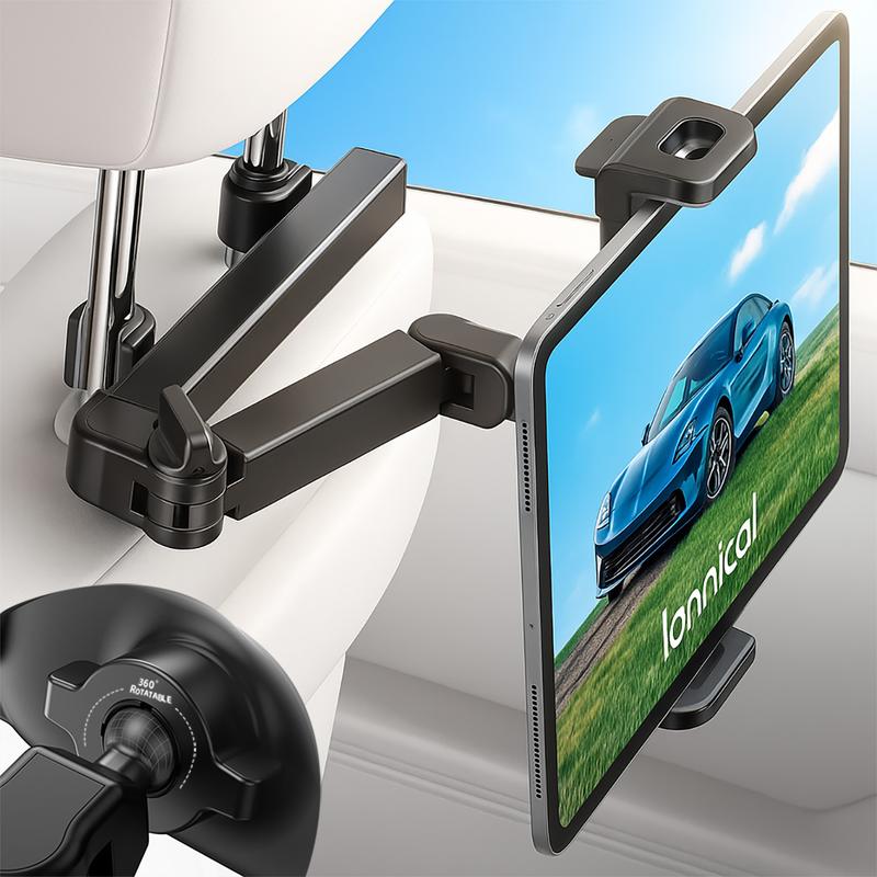 Lamicall Car Headrest Tablet Holder - [3 in 1 Extension Arm] Adjustable Tablet Car Mount for Back Seat, Road Trip Essentials for Kids, for 4.7-11