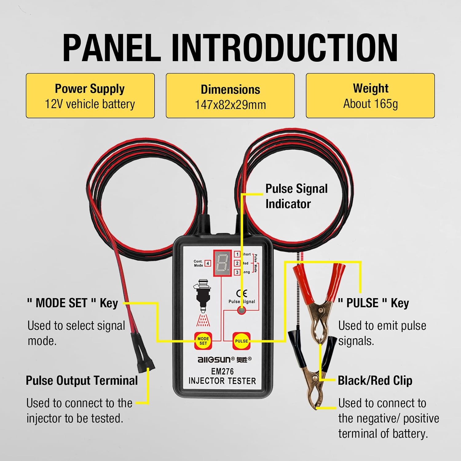 EM276SET Fuel Injector Tester & Adapter DIY Cleaning Tool Kit Set (Fuel Injector Tester + Adapter) Fuel System Cleaner Gasoline Engines