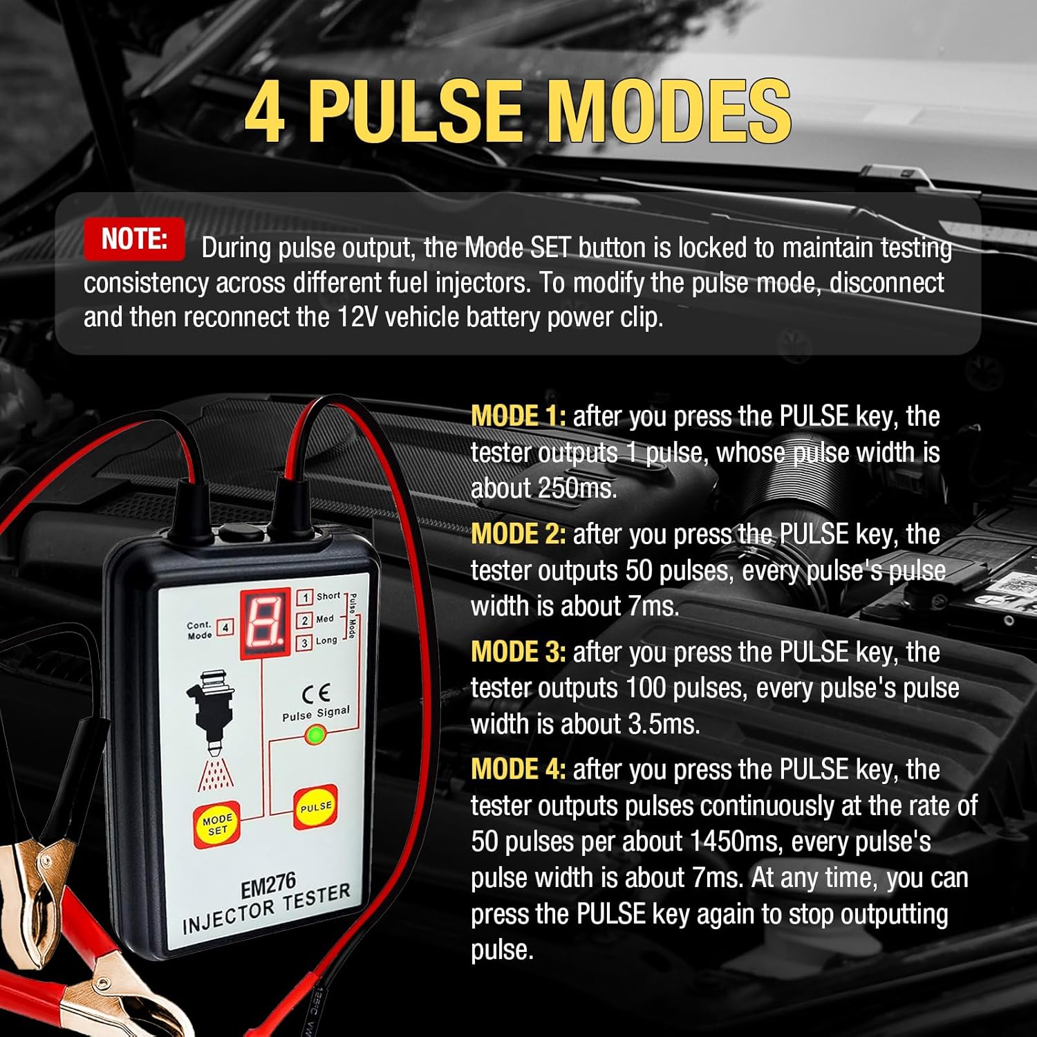 EM276SET Fuel Injector Tester & Adapter DIY Cleaning Tool Kit Set (Fuel Injector Tester + Adapter) Fuel System Cleaner Gasoline Engines