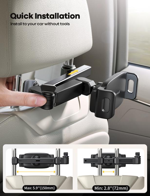 Lamicall Car Headrest Tablet Holder - [3 in 1 Extension Arm] Adjustable Tablet Car Mount for Back Seat, Road Trip Essentials for Kids, for 4.7-11