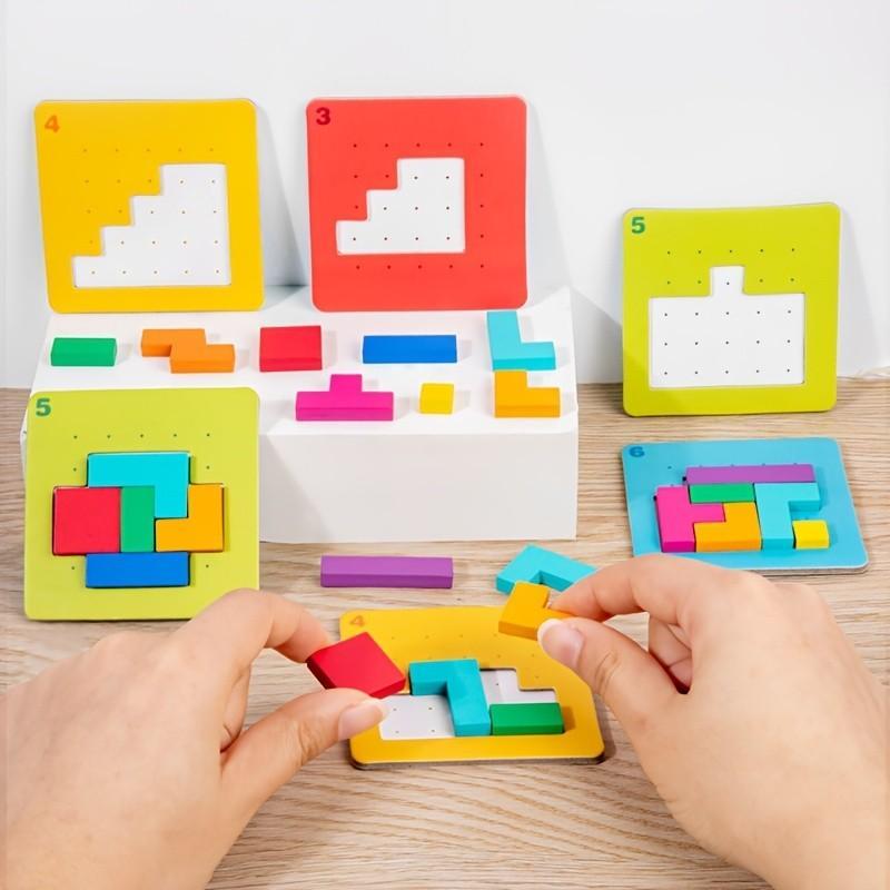 Quick Thinking Puzzle Blocks, Wooden Brain Teaser Game, Spatial Awareness & Problem-solving Toy, Educational Gift for Birthdays