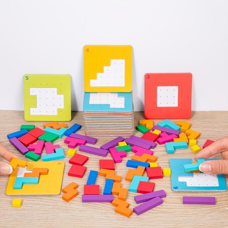 Quick Thinking Puzzle Blocks, Wooden Brain Teaser Game, Spatial Awareness & Problem-solving Toy, Educational Gift for Birthdays