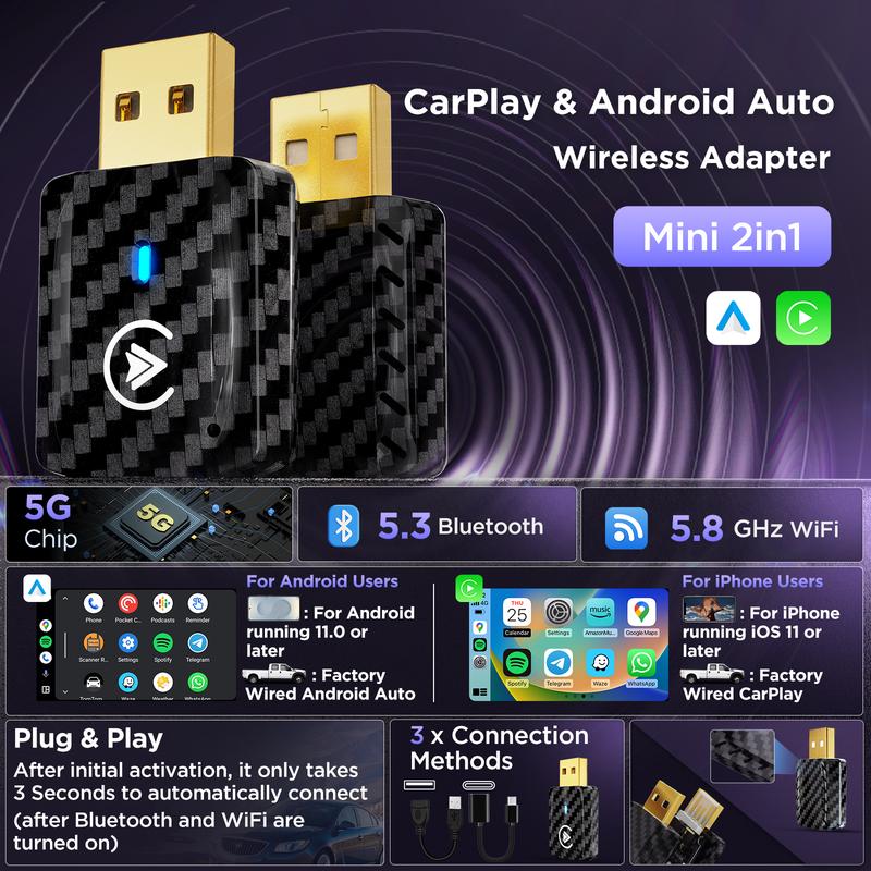 MSXTTLY 2025 Wireless Carplay Adapter for OEM Wired CarPlay&Android auto Car Model 2017+