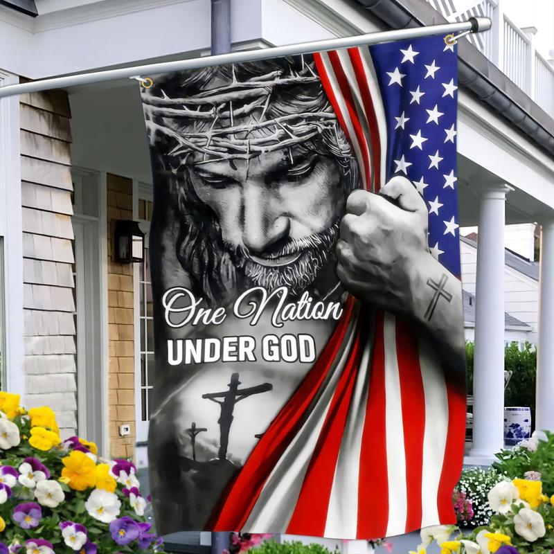 One Nation Under God Flag - American Christian Jesus Flag for Outside 3x5 Double Sided - Easter Outdoor House Yard Decorations - Patriotic God Banner - Christian Gifts