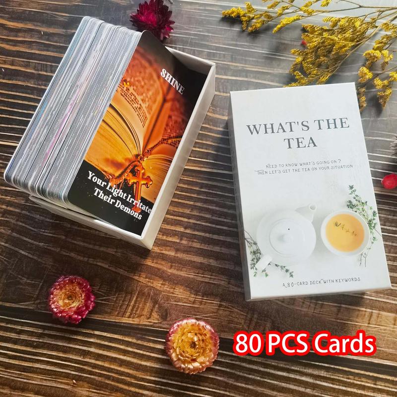 What's the Tea Oracle Cards Deck, 1 Set Divination Cards for Beginners, Party Tarot Cards Fortune Telling Game
