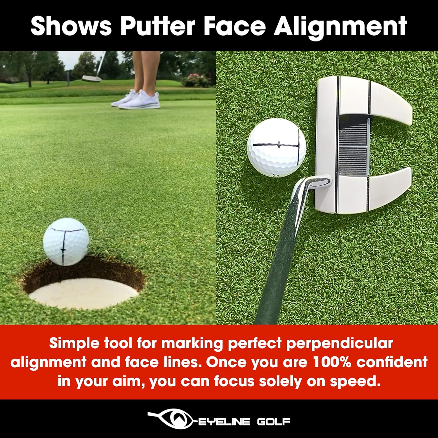 EyeLine Golf Impact Ball Liner 3-Pack with Marker by Hank Haney - Easy Ball Marking Stencil for Accurate Putter Face & Target Line, USGA Legal, Precision Putting Alignment Tool Used by Tour Players