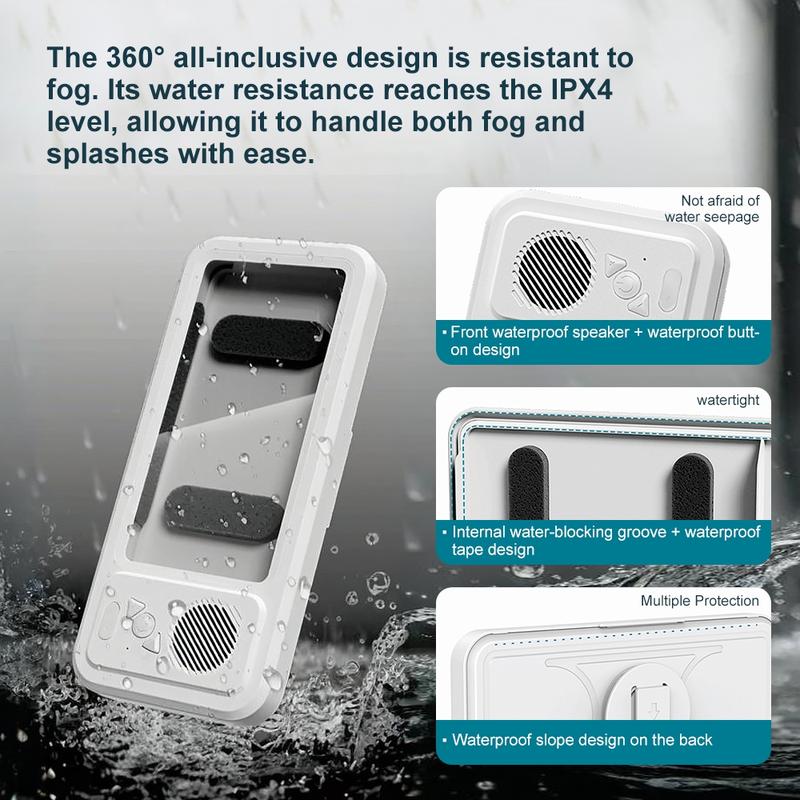 Wireless Bluetooth Speaker for Bathroom , Waterproof 360 Rotation Viewable Shower Phone Case Speakers