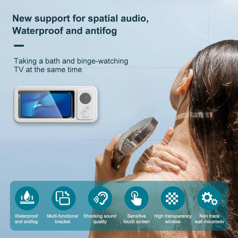 Wireless Bluetooth Speaker for Bathroom , Waterproof 360 Rotation Viewable Shower Phone Case Speakers