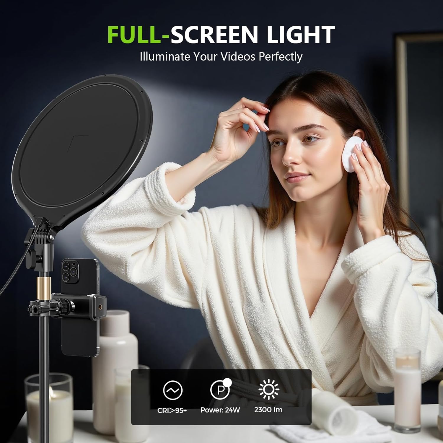 Aureday 10.5” Dimmable Desktop Ring Light with Stand and Phone Holder, 24W Full-Screen LED Ring Light for Desk, Video Conference Lighting for Laptop, Zoom Lighting for Computer, Live Stream, TikTok