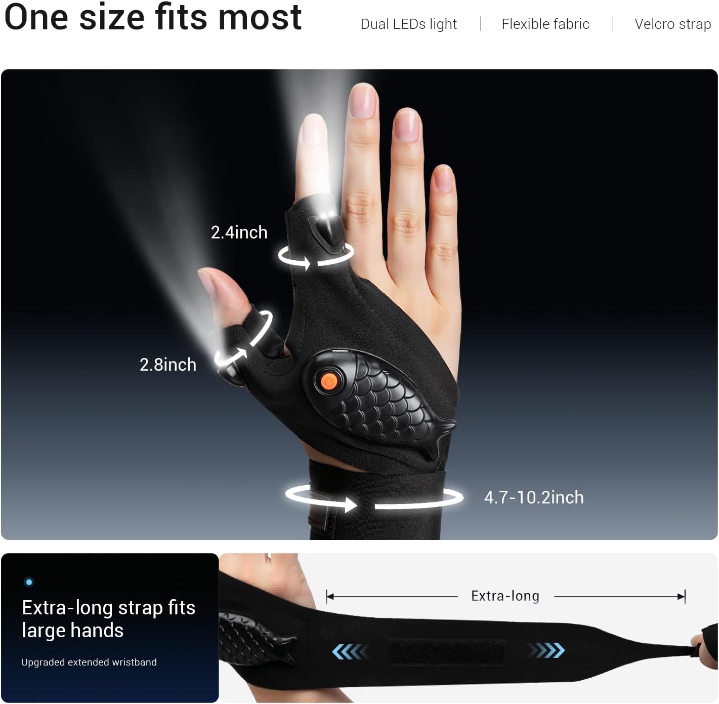 Flashlight Gloves Rechargeable for Mens,Cool Gadgets Tools with Waterproof Finger Lights