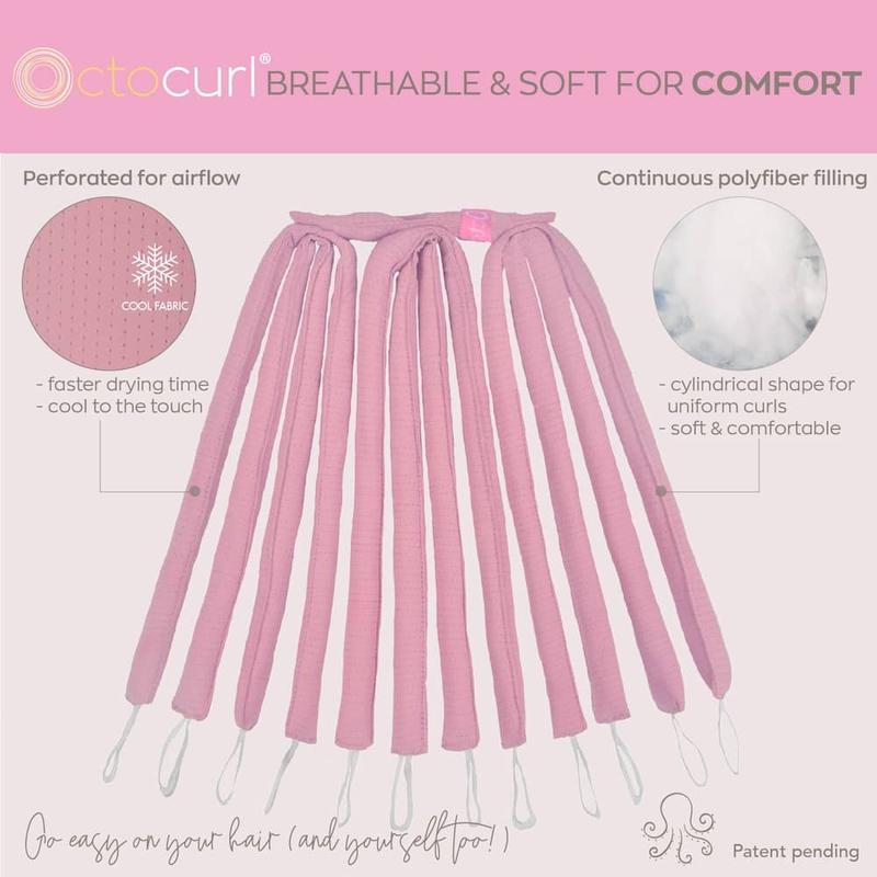 Octocurl No Headband Heatless Hair Curler Q-Max Cool Fabric Soft Curlers for All Hair Types 12 Rollers for Loose Curls & Voluminous Styles Versatile Styling Tool - Curlrollers