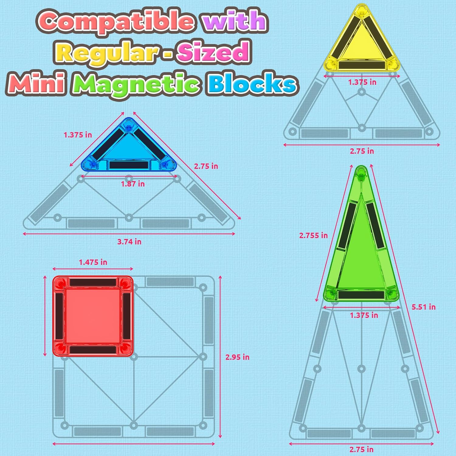 Magnetic Tiles Mini Travel Toddler Set, Magnetic Blocks Building Kids Toys & Games, Montessori Preschool Classroom Must Haves Educational Learning Sensory Toys for 3+ Year Old Boys Girls Birthday Gift