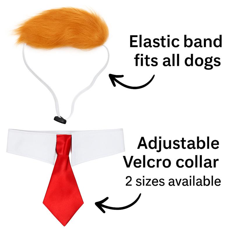 2 Piece Hilarious Halloween Costume for Cats & Dogs with Red Tie & Blonde Wig - Easy On/Off Design for Pet Festivals