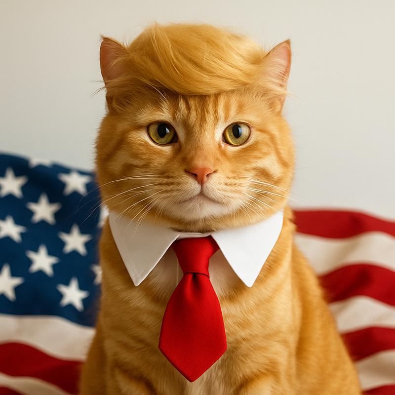 2 Piece Hilarious Halloween Costume for Cats & Dogs with Red Tie & Blonde Wig - Easy On/Off Design for Pet Festivals