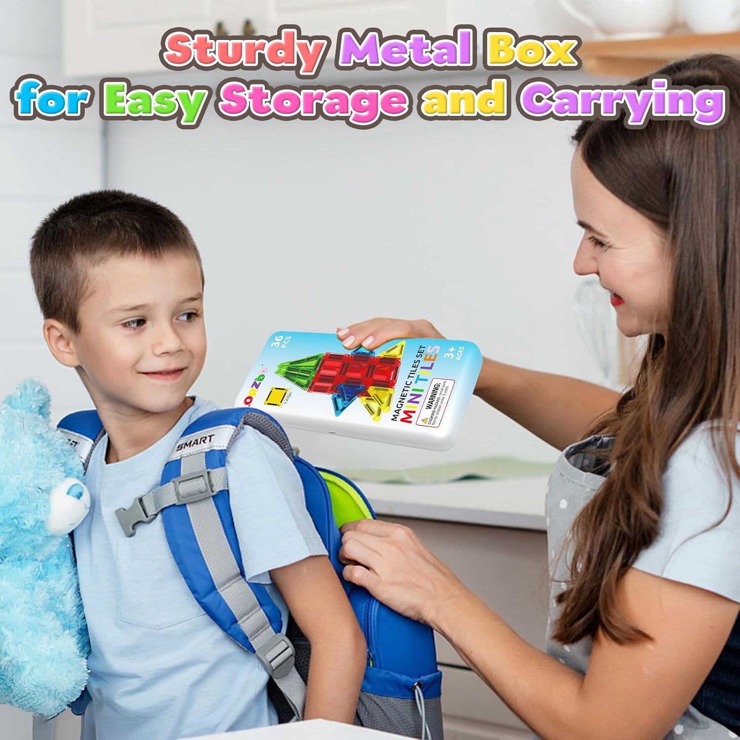 Magnetic Tiles Mini Travel Toddler Set, Magnetic Blocks Building Kids Toys & Games, Montessori Preschool Classroom Must Haves Educational Learning Sensory Toys for 3+ Year Old Boys Girls Birthday Gift