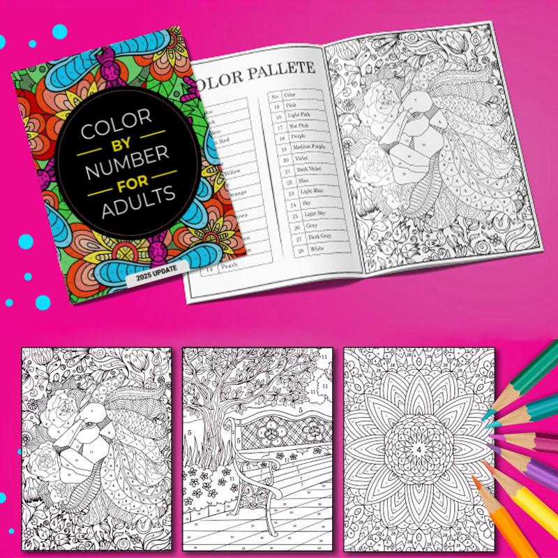 Color By Number For Adults:75 Beautiful Pictures Designed For Fun,Adult Relaxation & Stress Relief Coloring For Hours On End(A4)